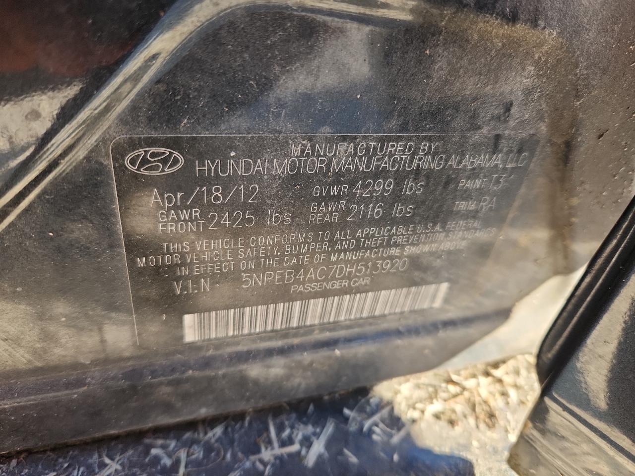 Lot #3282406290 2013 HYUN SONATA GLS