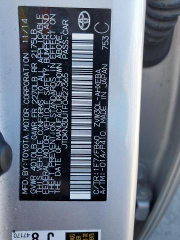 2015 TOYOTA PRIUS - JTDKN3DU1F0427365