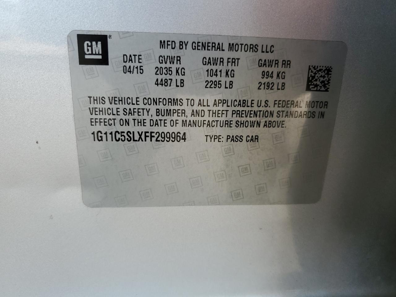 Lot #3302765385 2015 CHEVROLET MALIBU 1LT