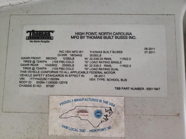 2012 THOMAS SAF-T-LINER HDX #3278639962