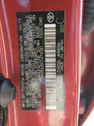 2015 TOYOTA PRIUS JTDKN3DU5F0479081