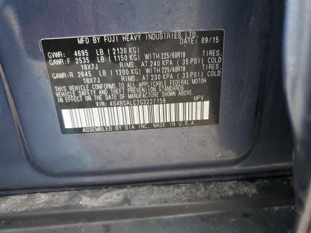 2016 SUBARU OUTBACK 2. 4S4BSALC2G3227158