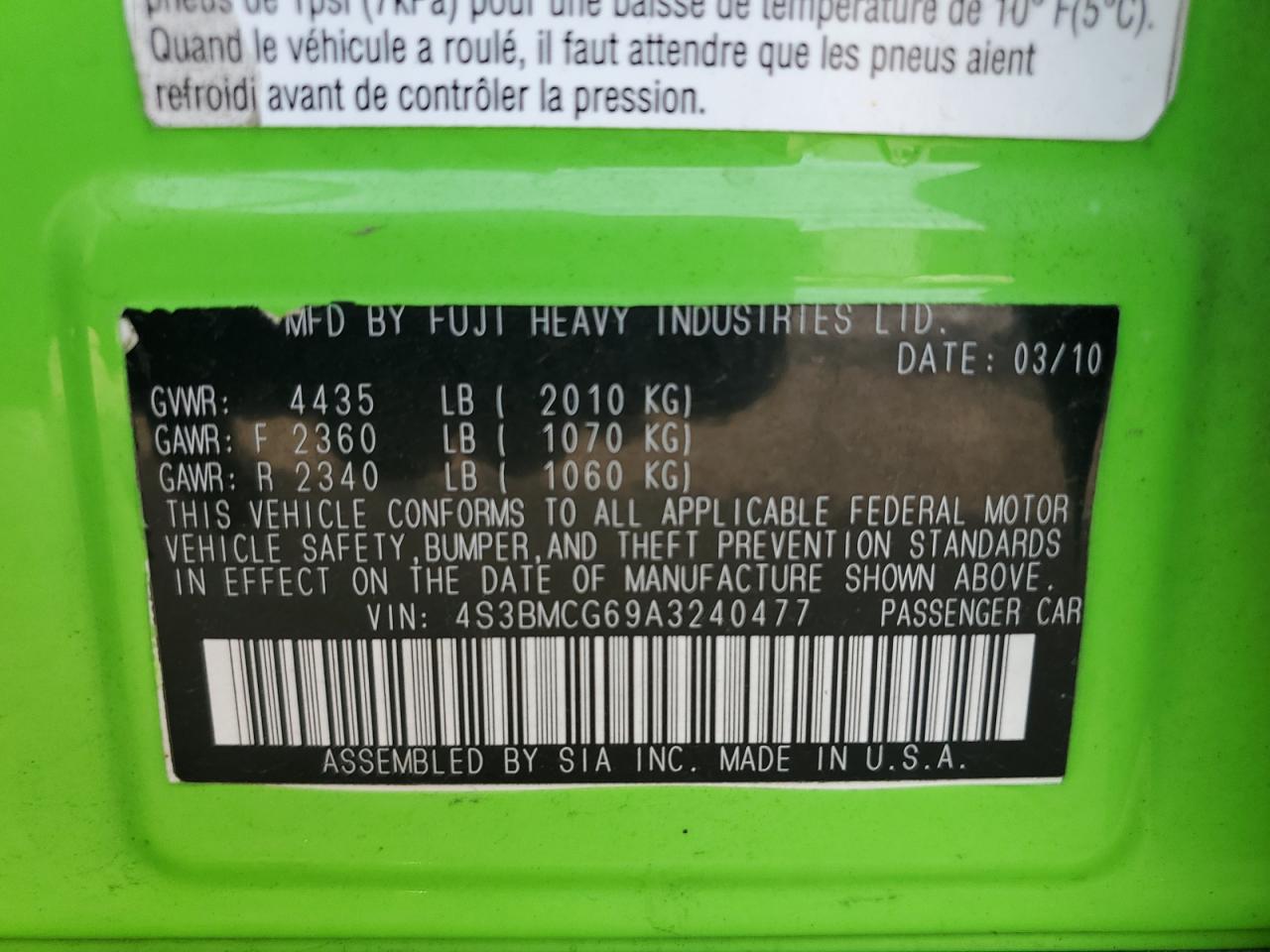 SUBARU LEGACY 2.5I PREMIUM