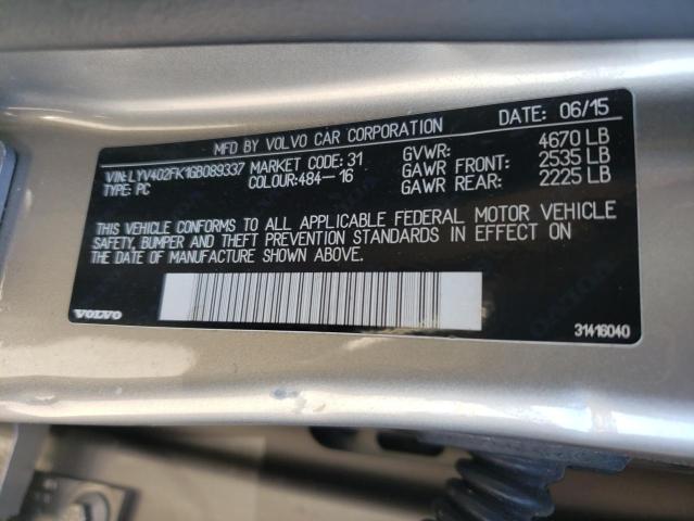 2016 VOLVO S60 PREMIE LYV402FK1GB089337