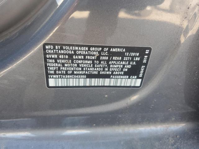 2017 VOLKSWAGEN PASSAT SE 1VWBT7A38HC043350