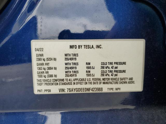 2022 TESLA MODEL Y #3296873839