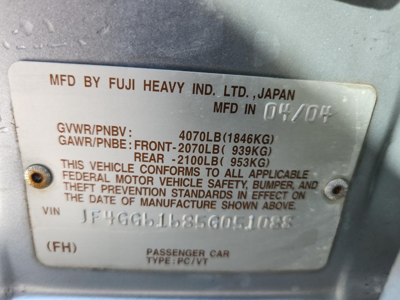 Lot #3290639808 2005 SAAB 9-2 LINEAR