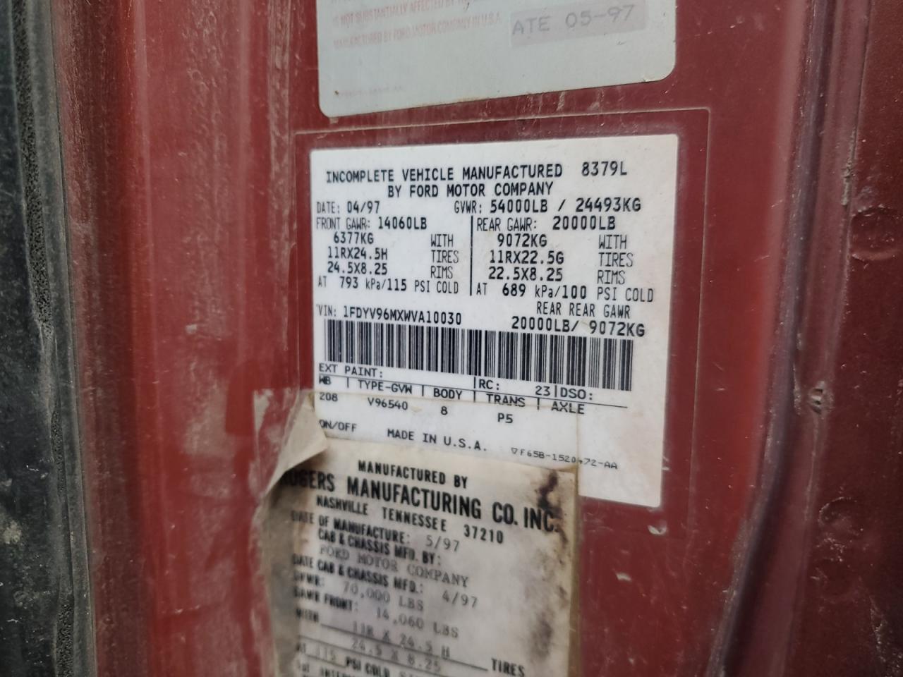 Lot #3284851529 1998 FORD L9000