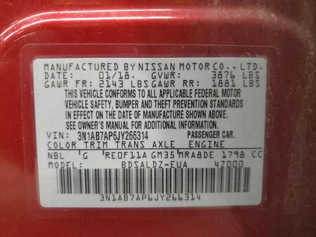 2018 NISSAN SENTRA S 3N1AB7AP6JY266314