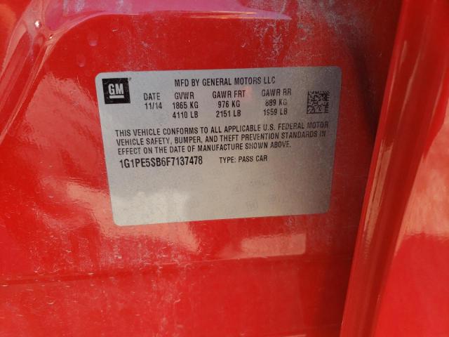 2015 CHEVROLET CRUZE LT 1G1PE5SB6F7137478