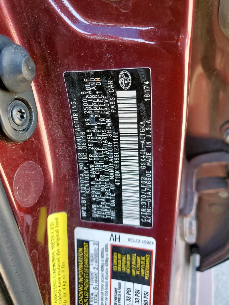 2016 TOYOTA AVALON XLE 4T1BK1EB9GU231142