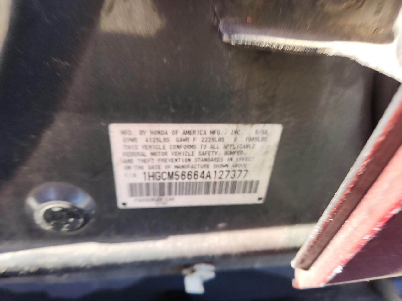 Lot #3303622930 2004 HONDA ACCORD EX