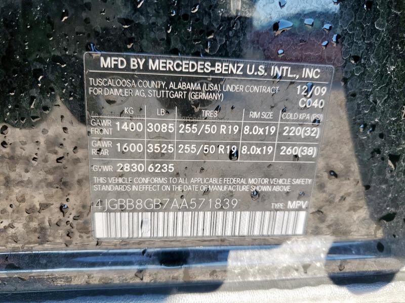 2010 MERCEDES-BENZ ML 350 4MA - 4JGBB8GB7AA571839