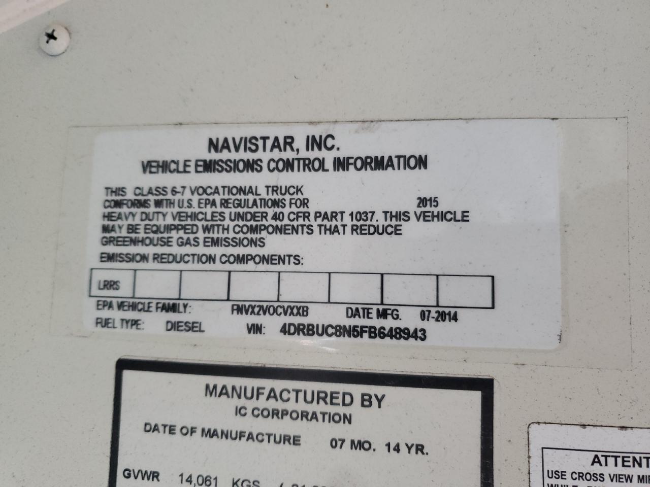 Lot #3274745790 2015 IC CORPORATION CE SERIES SCHOOL