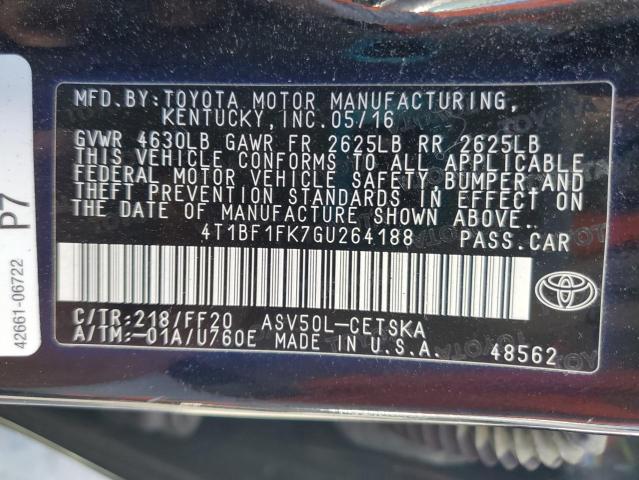 2016 TOYOTA CAMRY LE 4T1BF1FK7GU264188