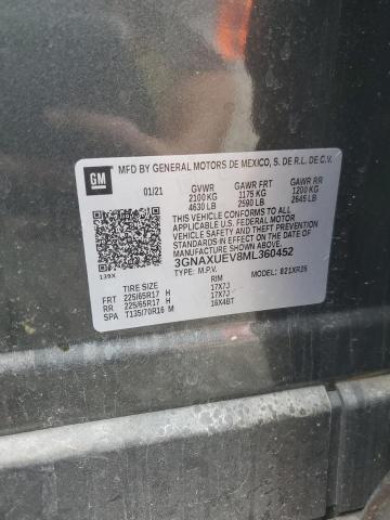 2021 CHEVROLET EQUINOX LT - 3GNAXUEV8ML360452