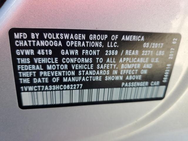 2017 VOLKSWAGEN PASSAT SEL 1VWCT7A33HC062277