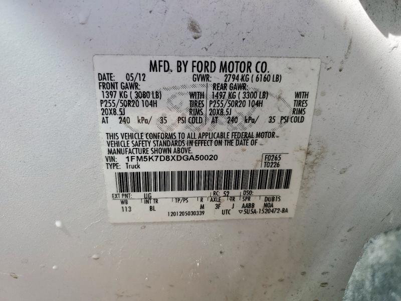 2013 FORD EXPLORER X - 1FM5K7D8XDGA50020