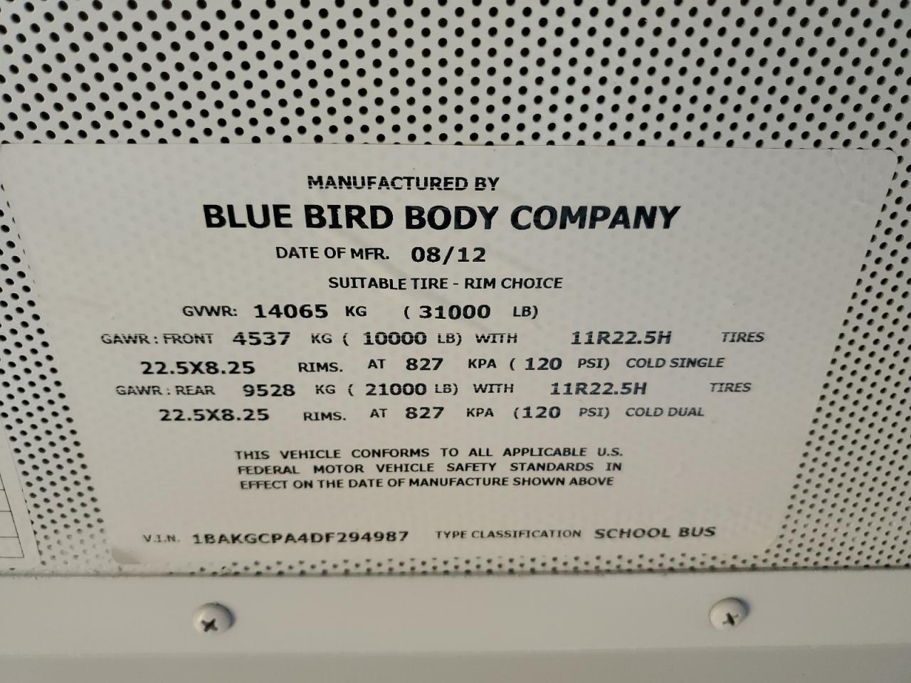 Lot #3286627906 2013 BLUE BIRD SCHOOL BUS