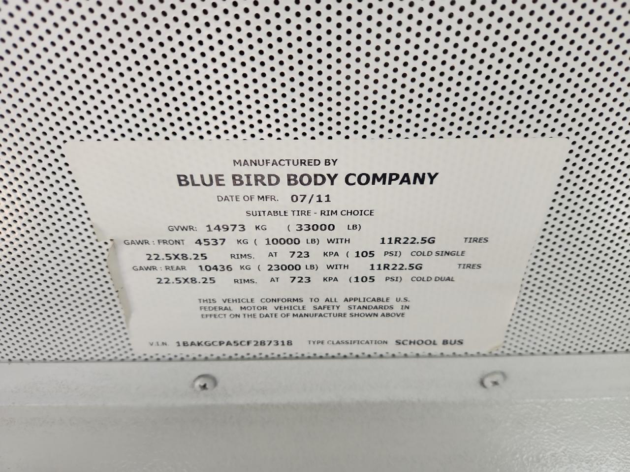 Lot #3268363264 2012 BLUE BIRD SCHOOL BUS