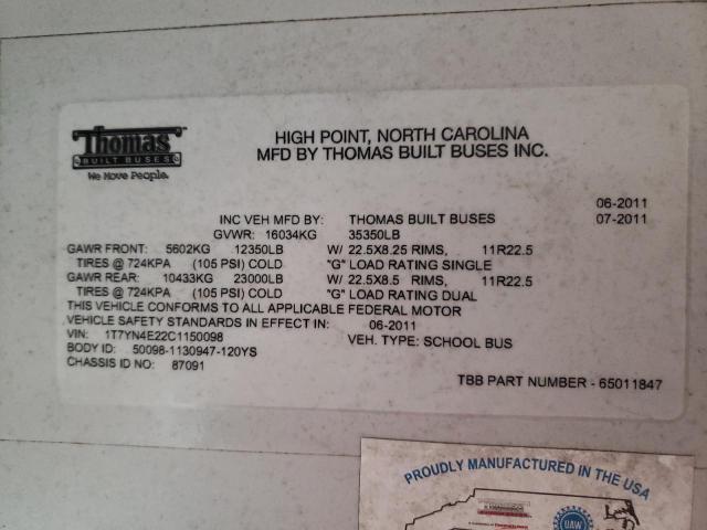 2012 THOMAS SAF-T-LINER HDX #3278796645