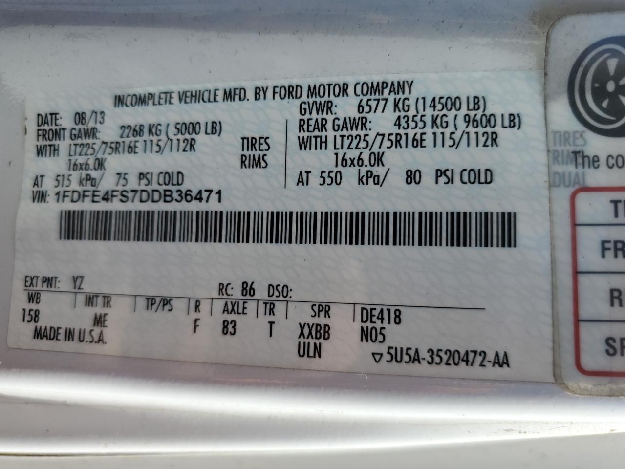 Lot #3291230982 2013 FORD E450 BUS