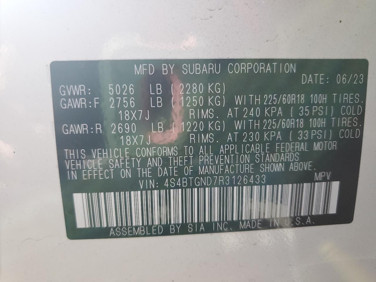 SUBARU OUTBACK LIMITED XT