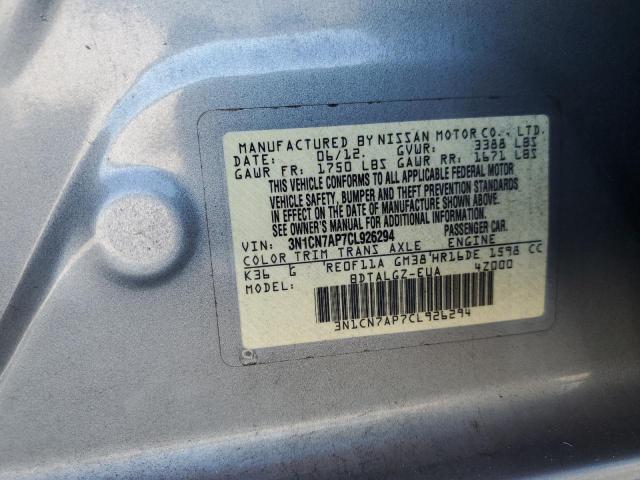 2012 NISSAN VERSA S - 3N1CN7AP7CL926294