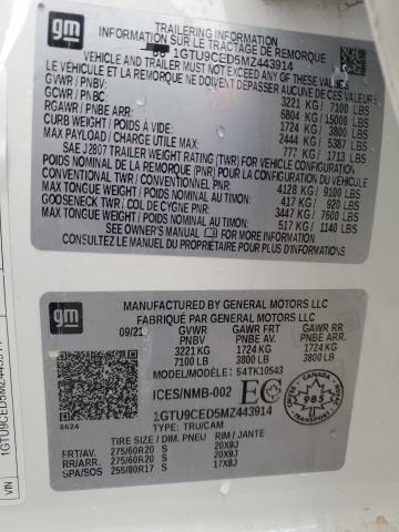 2021 GMC SIERRA K15 - 1GTU9CED5MZ443914