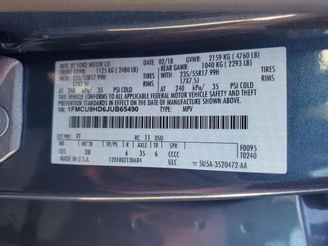 2018 FORD ESCAPE SEL - 1FMCU9HD6JUB65490