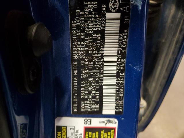 2010 TOYOTA COROLLA BA #3302734058