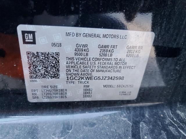 2018 CHEVROLET SILVERADO - 1GC2KWEG5JZ342598