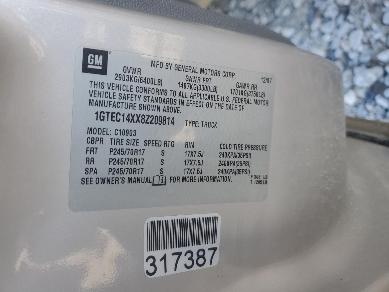 Lot #3284880027 2008 GMC SIERRA C15