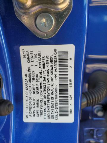 2017 HONDA CIVIC EX - 2HGFC2F71HH510657