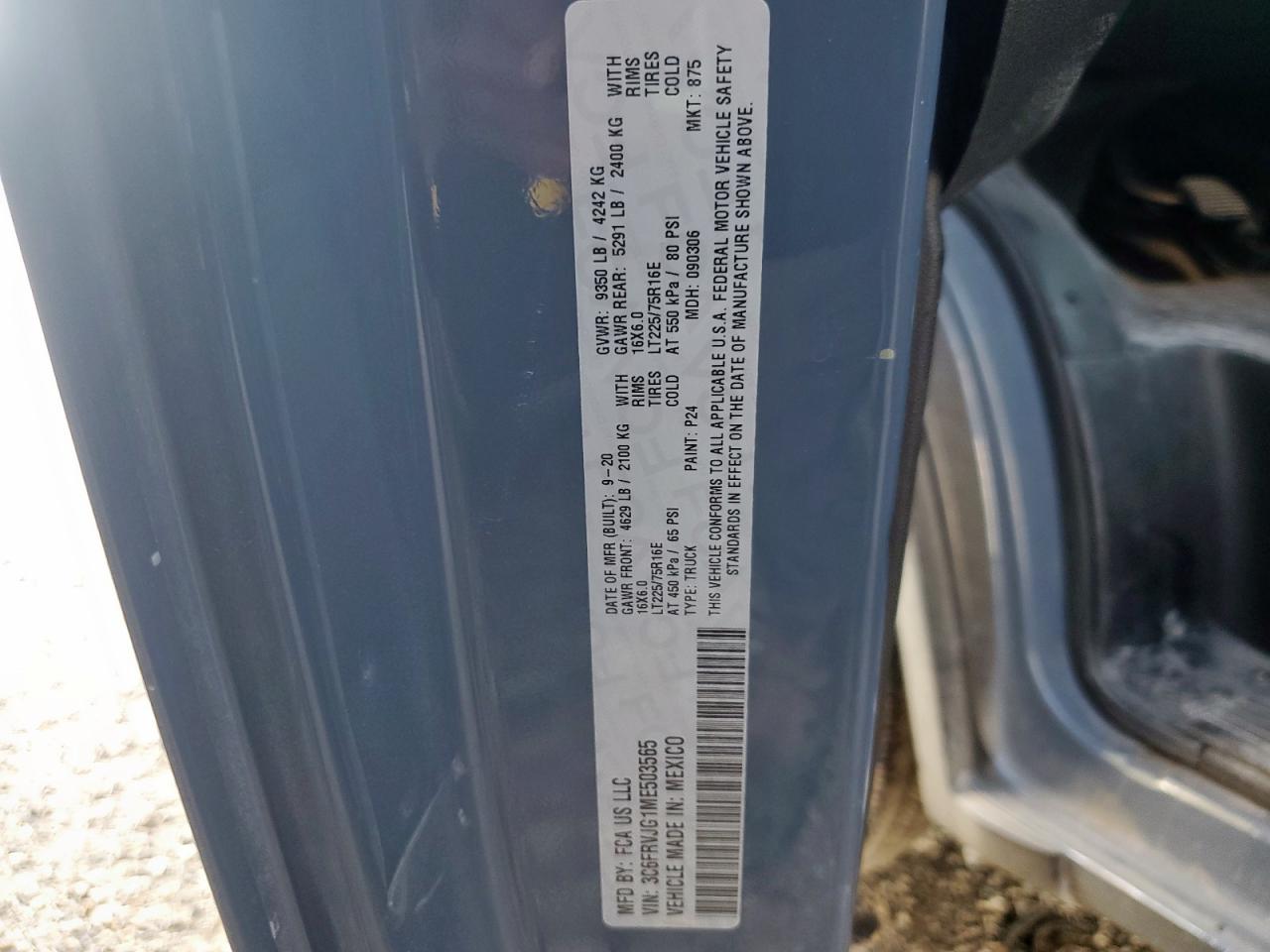 Lot #3304634965 2021 RAM PROMASTER