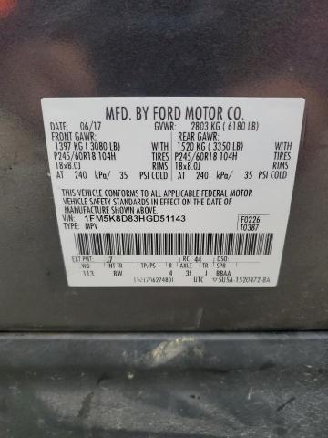 2017 FORD EXPLORER X - 1FM5K8D83HGD51143