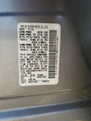 2015 NISSAN ROGUE SELE JN8AS5MT6FW672719