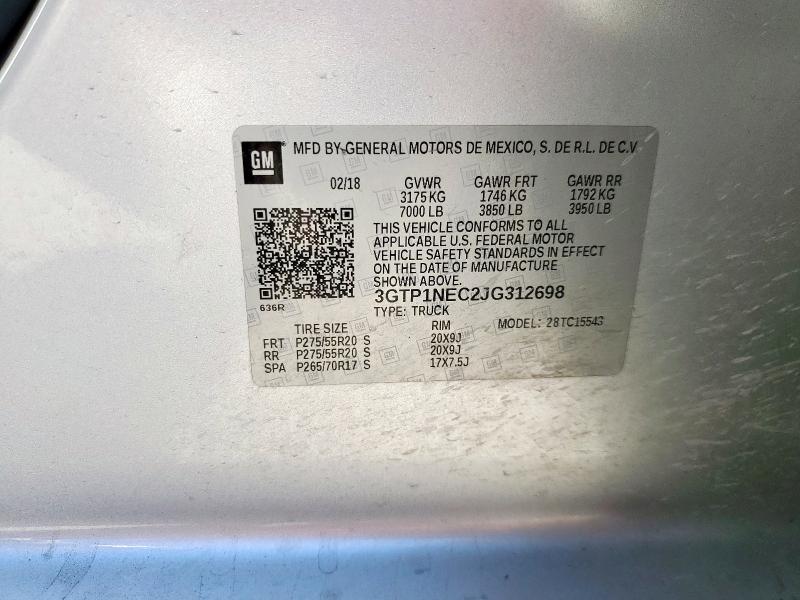 2018 GMC SIERRA C15 3GTP1NEC2JG312698