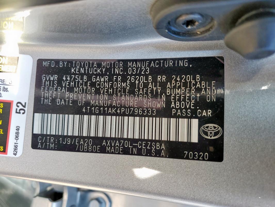 2023 TOYOTA CAMRY SE NIGHT SHADE 4T1G11AK4PU796333