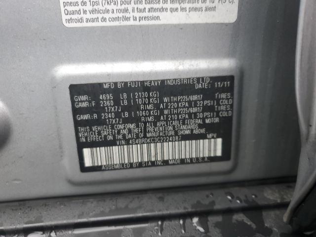 2012 SUBARU OUTBACK 3. - 4S4BRDKC3C2224087