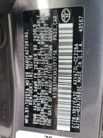 2019 TOYOTA CAMRY L 4T1B11HKXKU171718