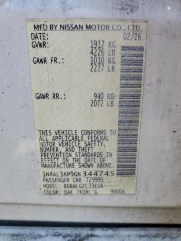 2016 NISSAN ALTIMA 2.5 - 1N4AL3AP9GN344745