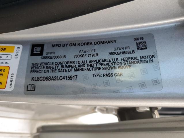 2020 CHEVROLET SPARK 1LT #3316081245