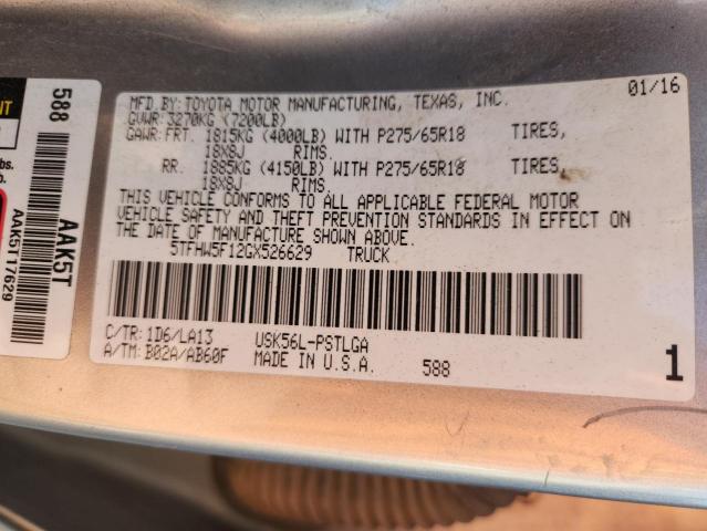 2016 TOYOTA TUNDRA CRE - 5TFHW5F12GX526629