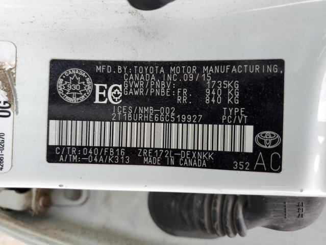 2016 TOYOTA COROLLA L - 2T1BURHE6GC519927