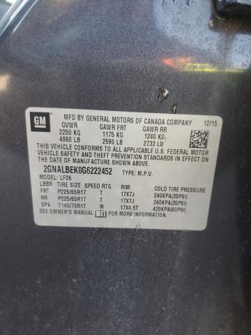 2016 CHEVROLET EQUINOX LS 2GNALBEK0G6222452