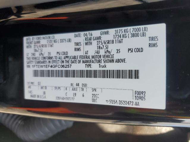 2016 FORD F150 SUPER #3292566685