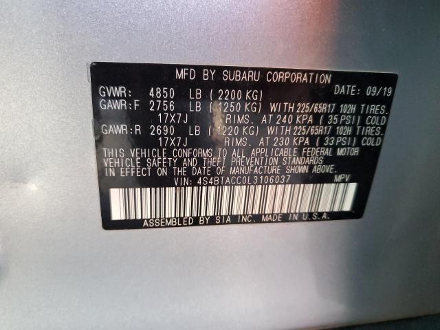 2020 SUBARU OUTBACK PR 4S4BTACC0L3106037