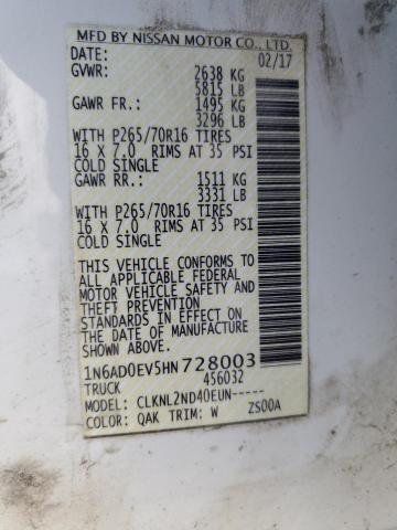 2017 NISSAN FRONTIER S - 1N6AD0EV5HN728003