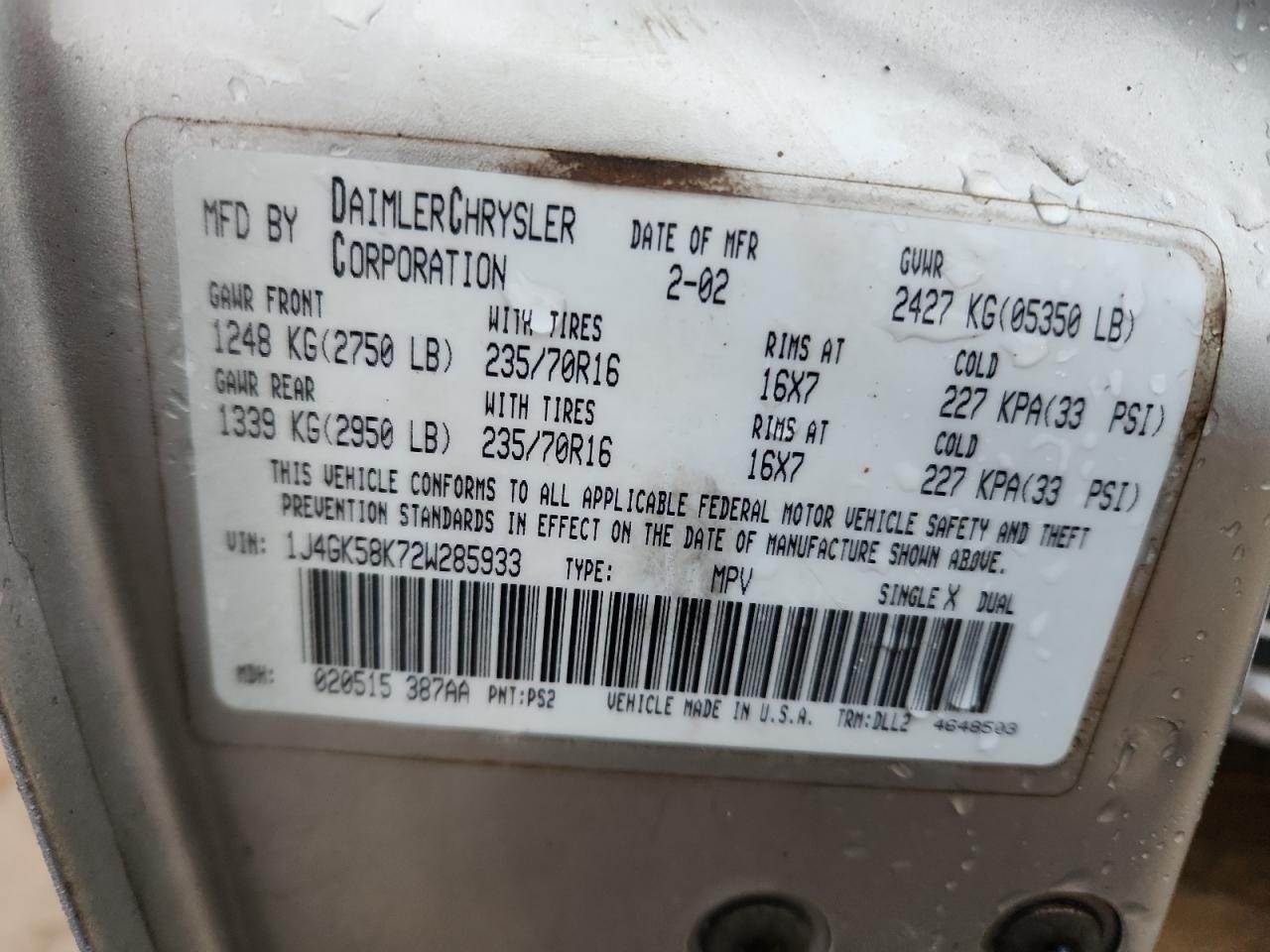 Lot #3283976832 2002 JEEP LIBERTY LI